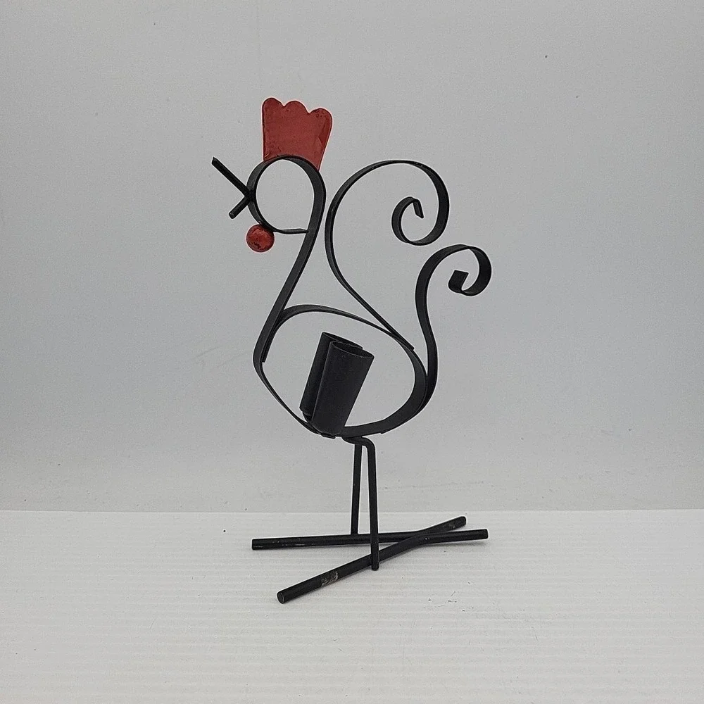 Vintage Metal Rooster Toothpick Holder 6 1/2